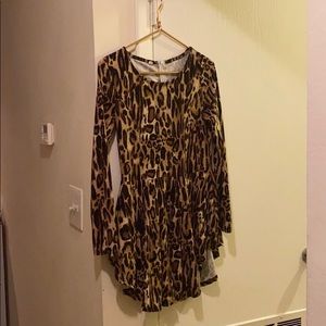 Stretchy Long-sleeve Cheetah Dress
